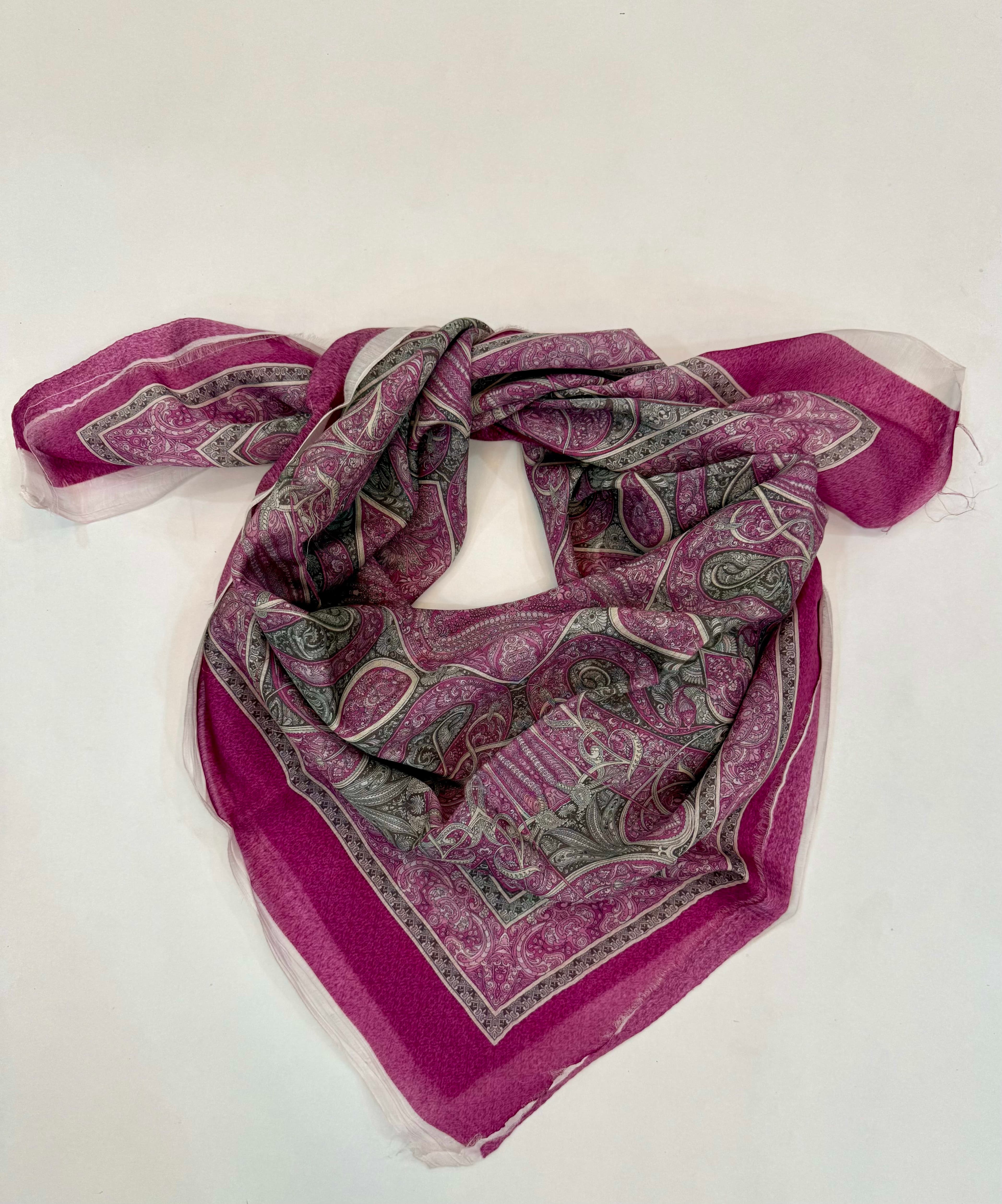 Magenta Paisley Elegance Silk Scarf